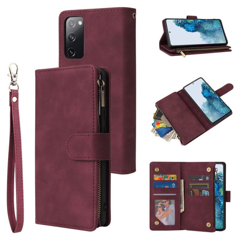 Housse Samsung Galaxy S20 Fe Style Cuir Multi-cartes Avec Lanière