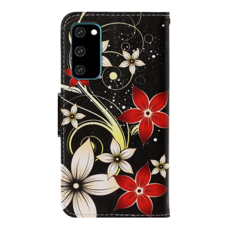 Étui Housse Samsung Galaxy S20 Fleurs Colorées À Lanière
