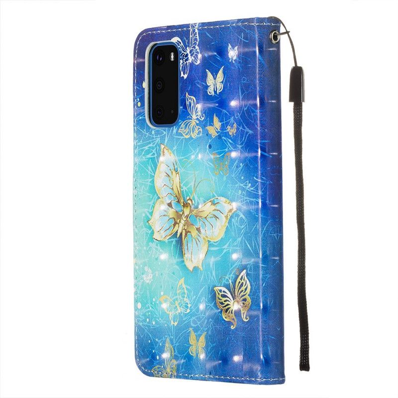 Housse Samsung Galaxy S20 Papillons Dorés