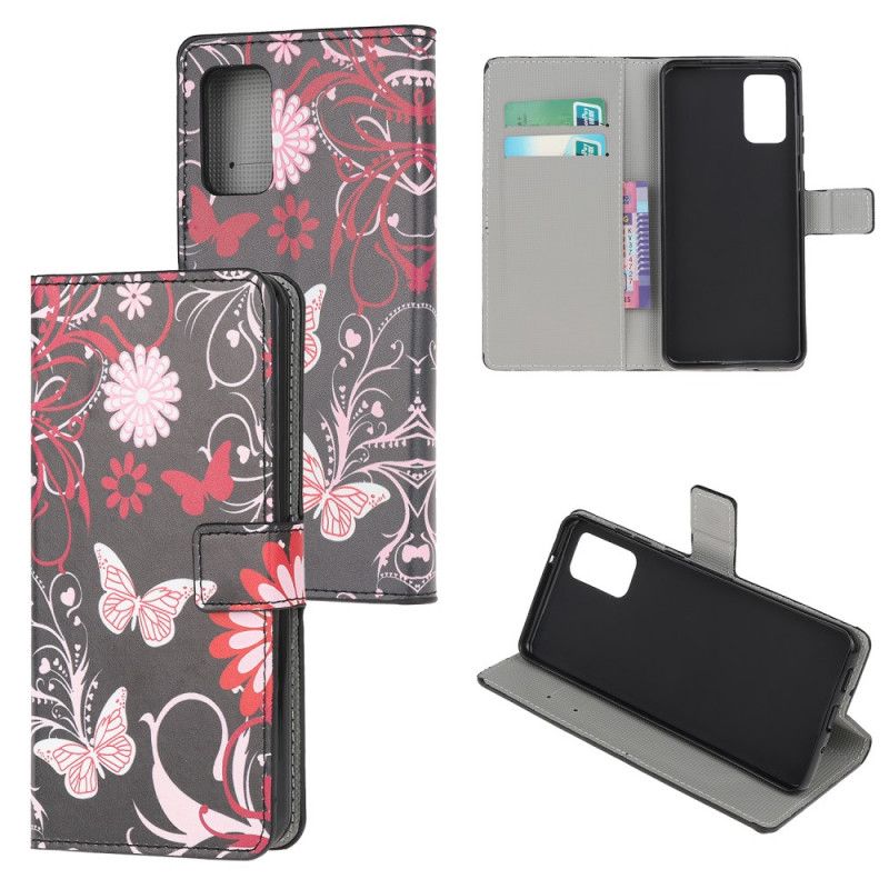 Housse Samsung Galaxy S20 Papillons Et Fleurs