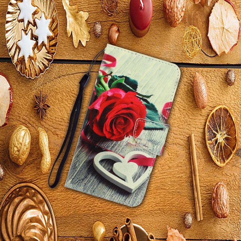 Étui Housse Samsung Galaxy S20 Rose Romantique À Lanière