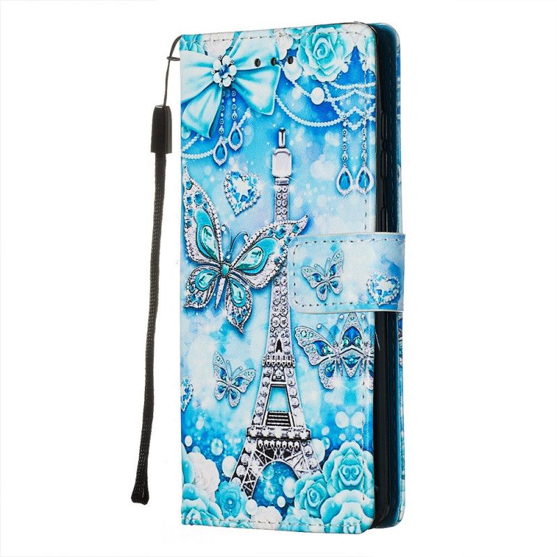 Housse Samsung Galaxy S20 Tour Eiffel Papillons À Lanière