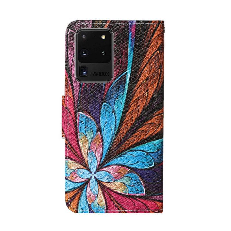 Housse Samsung Galaxy S20 Ultra Feuilles Colorées Avec Lanière