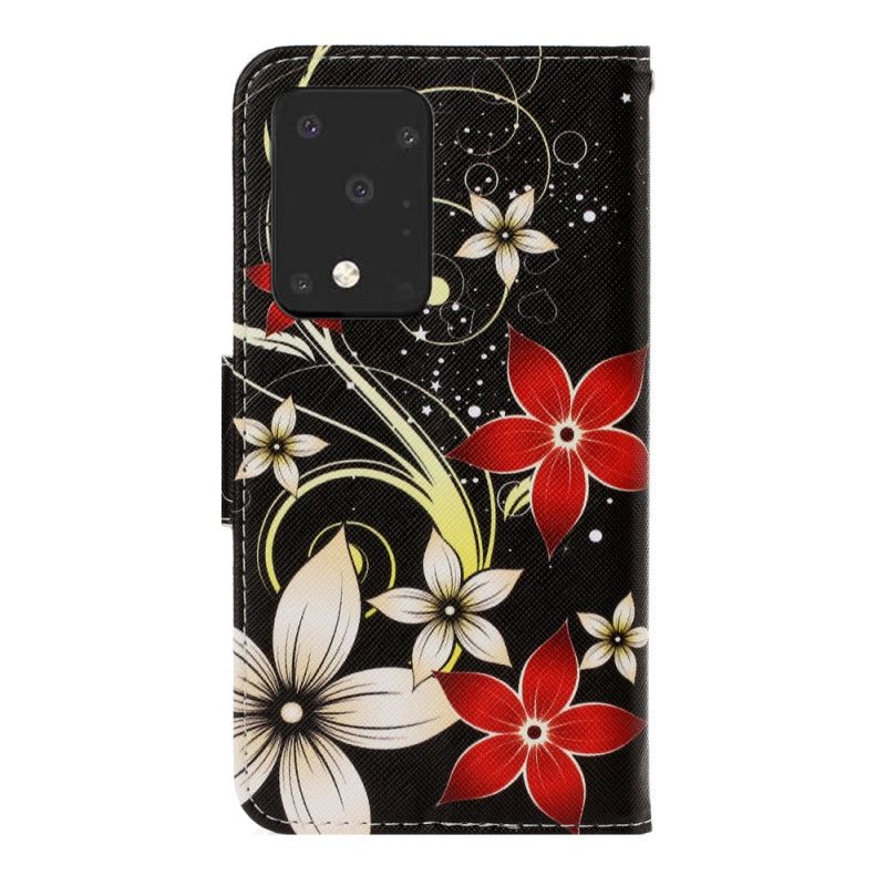 Étui Housse Samsung Galaxy S20 Ultra Fleurs Colorées À Lanière