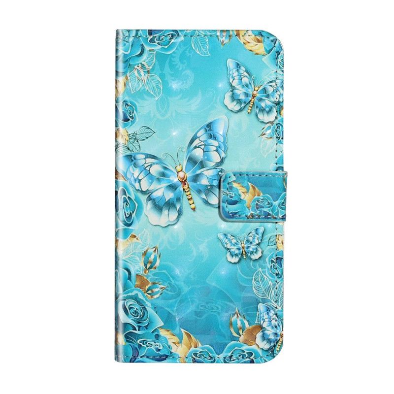 Housse Samsung Galaxy S20 Ultra Papillons Et Fleurs Sur Fond Bleu