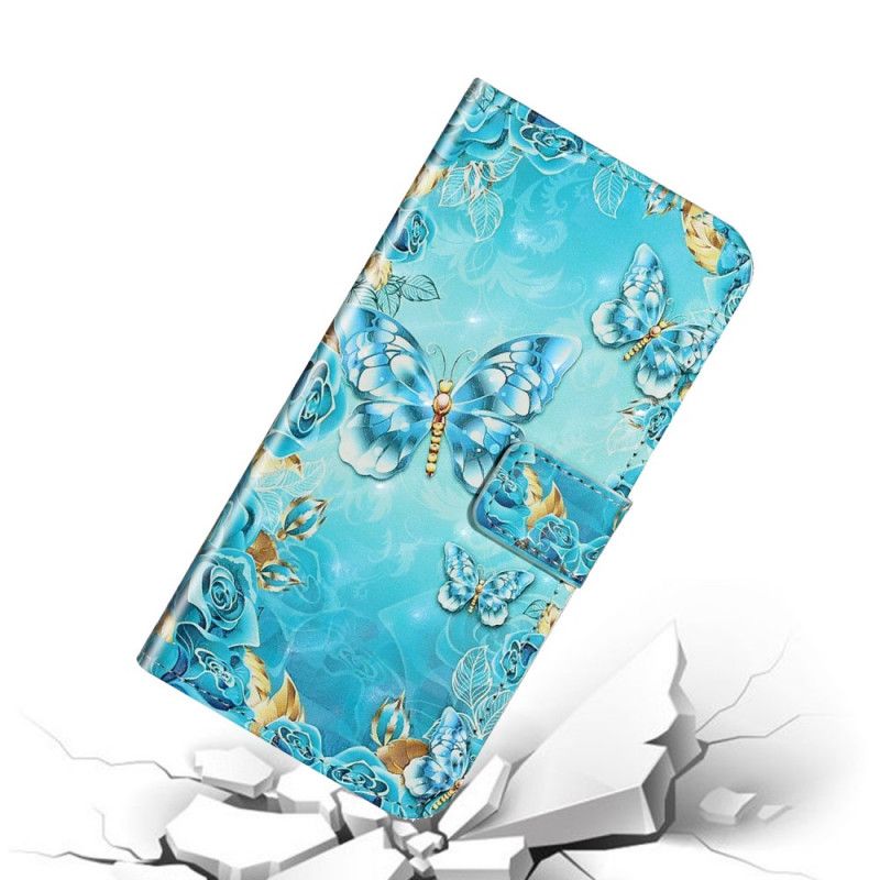 Housse Samsung Galaxy S20 Ultra Papillons Et Fleurs Sur Fond Bleu