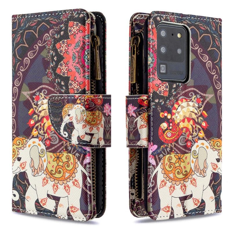 Housse Samsung Galaxy S20 Ultra Poche Zippée Éléphant