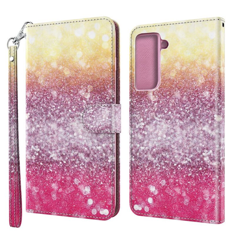 Housse Samsung Galaxy S21 5g Dégradé Paillettes Magenta