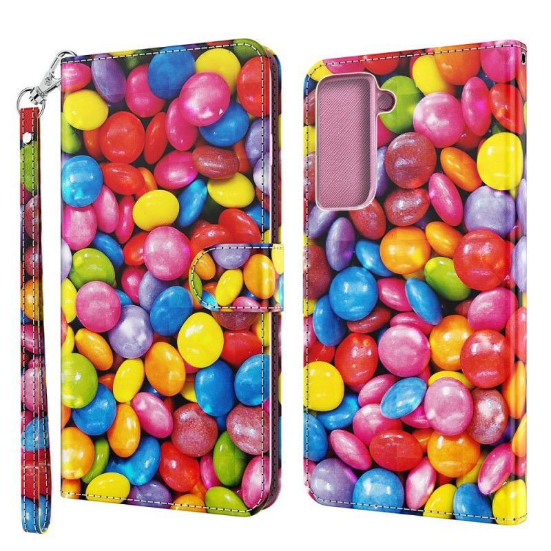 Étui Housse Samsung Galaxy S21 5g Light Spot Bonbons Avec Lanière