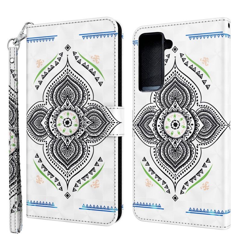 Étui Housse Samsung Galaxy S21 5g Light Spots Mandala Avec Lanière