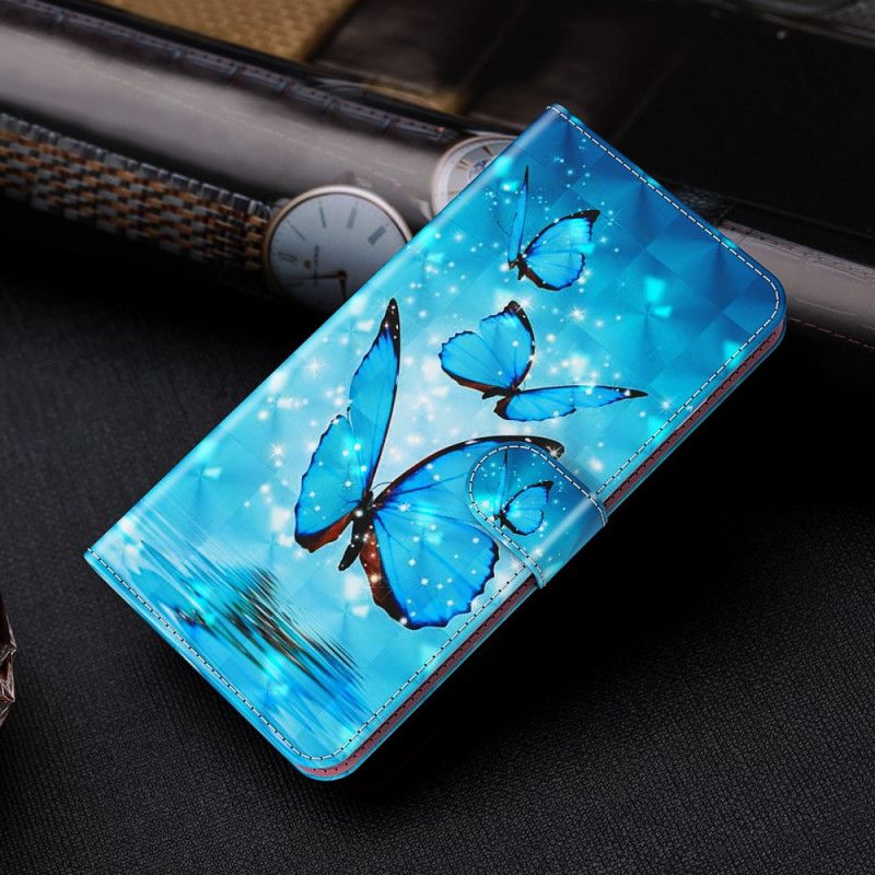 Housse Samsung Galaxy S21 5g Papillons Bleus Volants