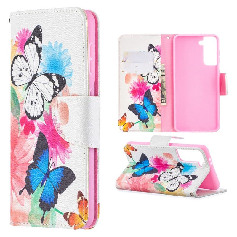 Housse Samsung Galaxy S21 5g Papillons Et Fleurs Peints