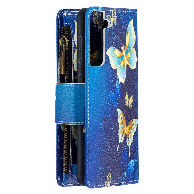 Housse Samsung Galaxy S21 5g Poche Zippée Papillons