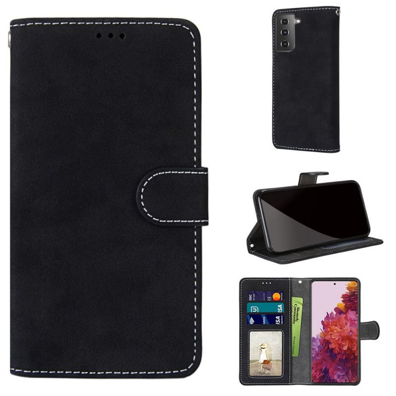 Étui Housse Samsung Galaxy S21 5g Simili Cuir Vintage New Colors
