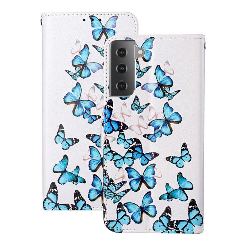 Housse Samsung Galaxy S21 5g Vol De Papillons À Lanière