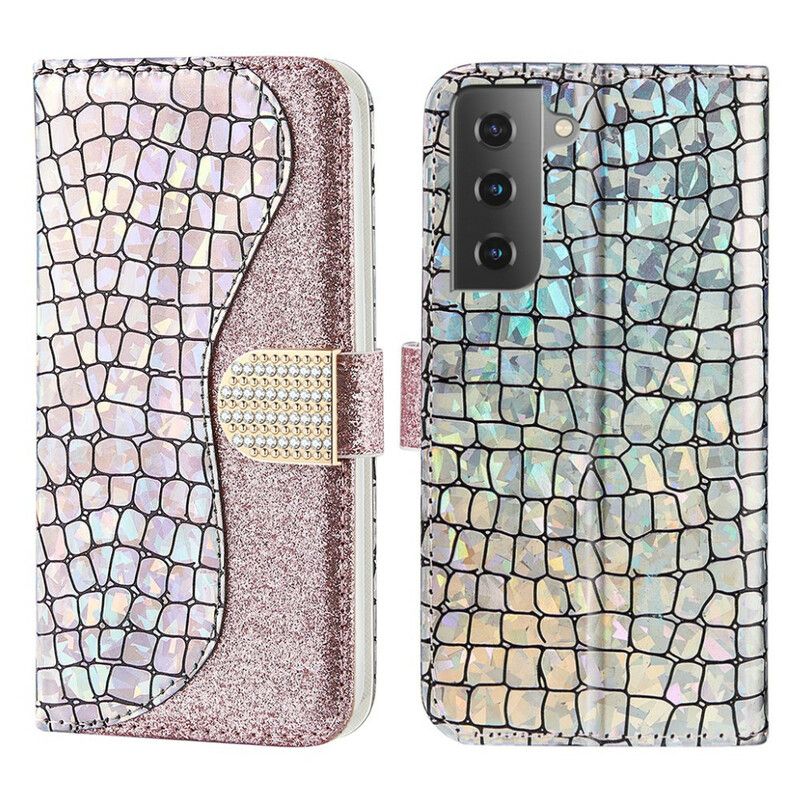 Housse Samsung Galaxy S21 FE Croco Diamants