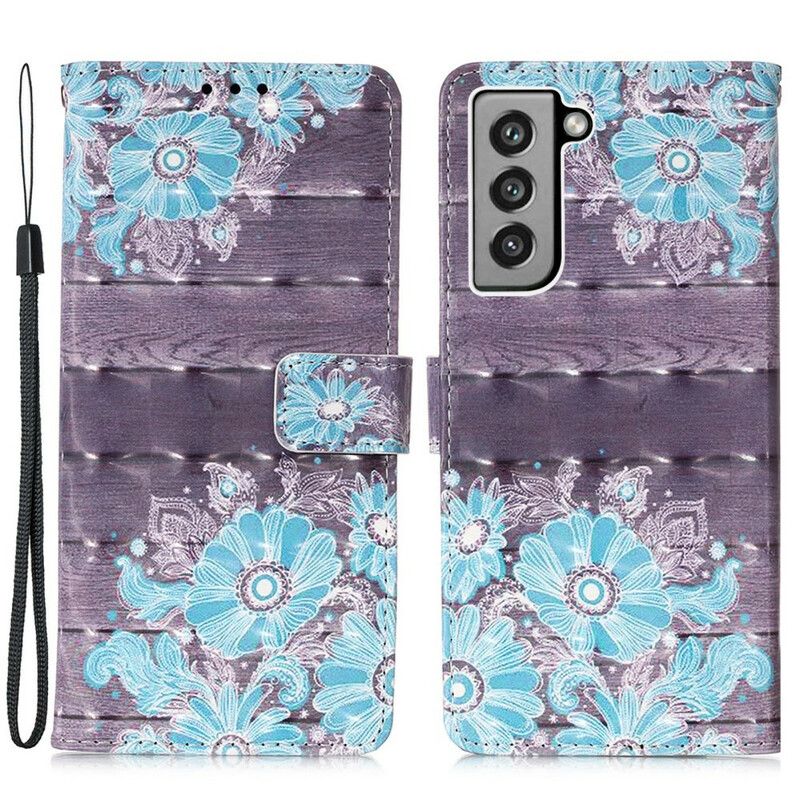 Housse Samsung Galaxy S21 FE Fleurs Bleues