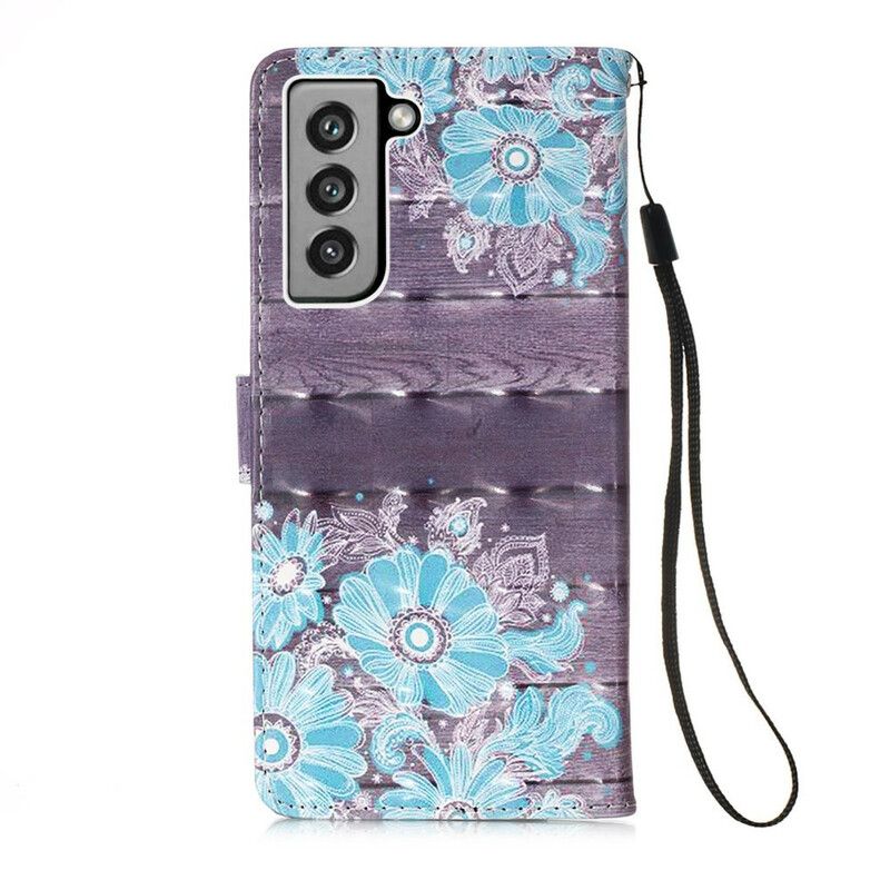 Housse Samsung Galaxy S21 FE Fleurs Bleues