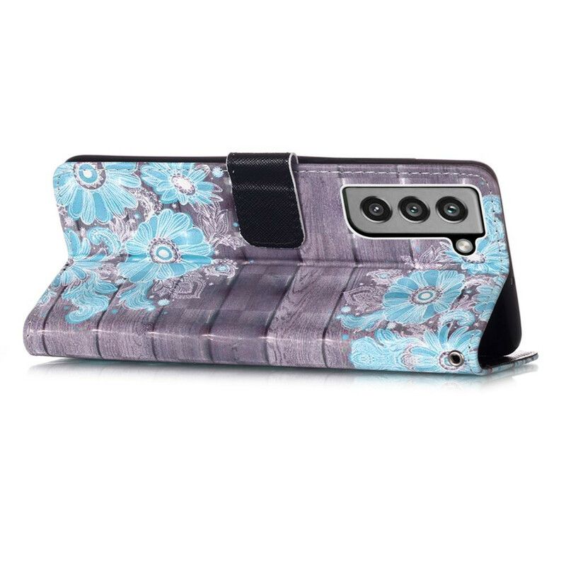 Housse Samsung Galaxy S21 FE Fleurs Bleues