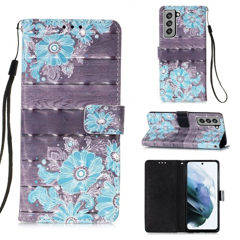 Housse Samsung Galaxy S21 FE Fleurs Bleues