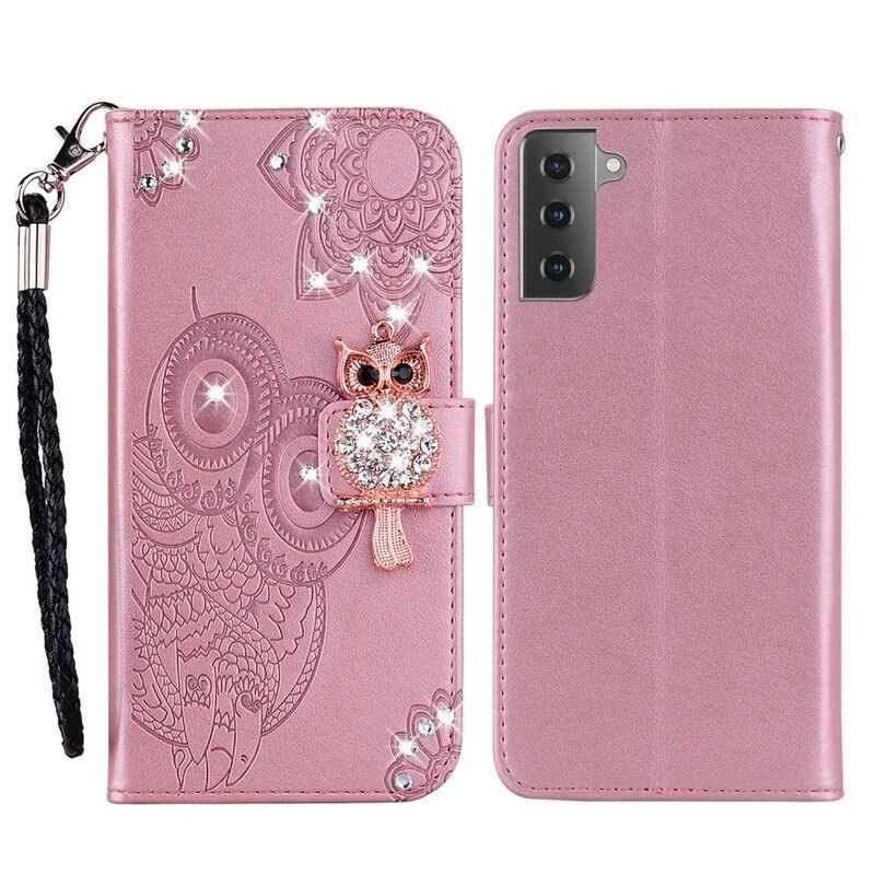 Housse Samsung Galaxy S21 FE Hibou Mandala Et Breloque