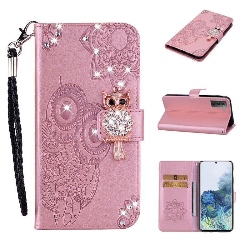 Housse Samsung Galaxy S21 FE Hibou Mandala Et Breloque