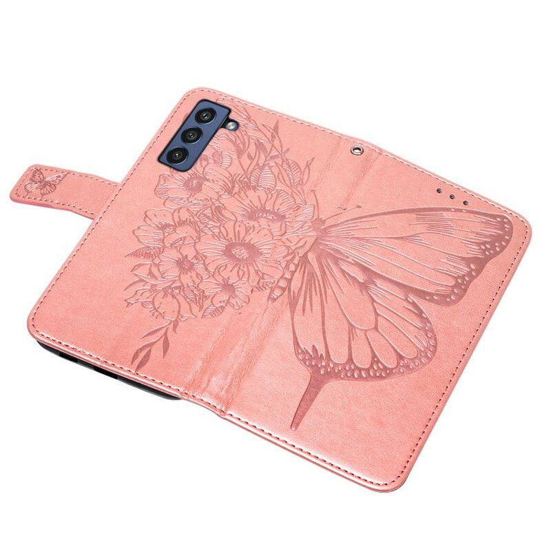 Housse Samsung Galaxy S21 FE Papillon Design Avec Lanière