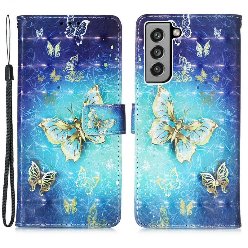 Housse Samsung Galaxy S21 FE Papillons Dorés