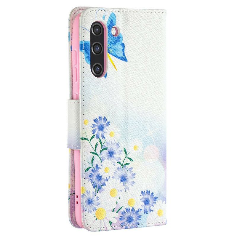 Housse Samsung Galaxy S21 FE Papillons Et Fleurs Peints