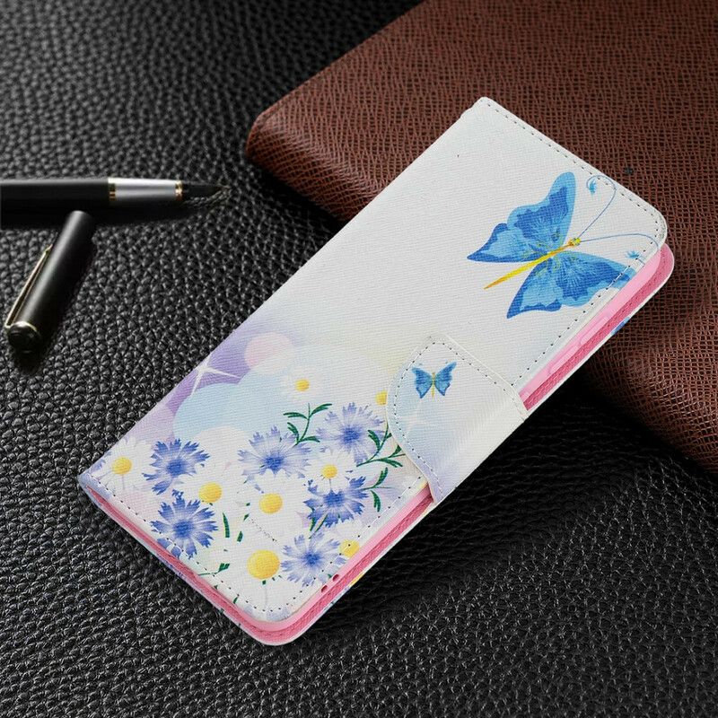 Housse Samsung Galaxy S21 FE Papillons Et Fleurs Peints