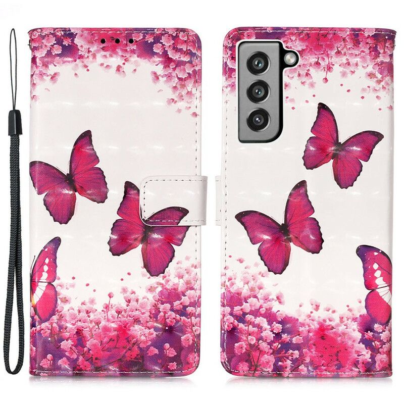 Housse Samsung Galaxy S21 FE Papillons Rouges
