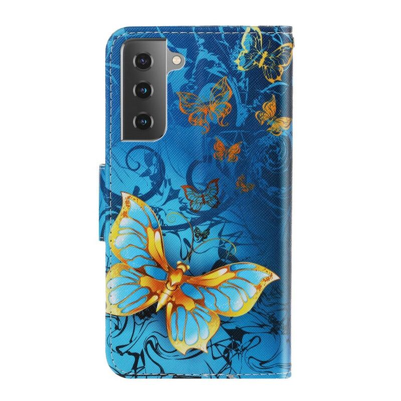 Housse Samsung Galaxy S21 FE Variations Papillons À Lanière