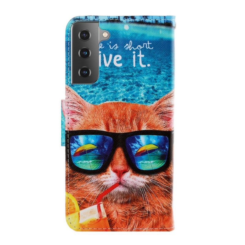 Housse Samsung Galaxy S21 Plus 5g Cat Live It À Lanière