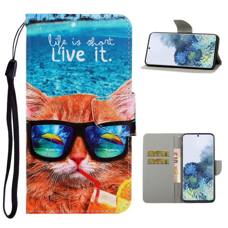 Housse Samsung Galaxy S21 Plus 5g Cat Live It À Lanière