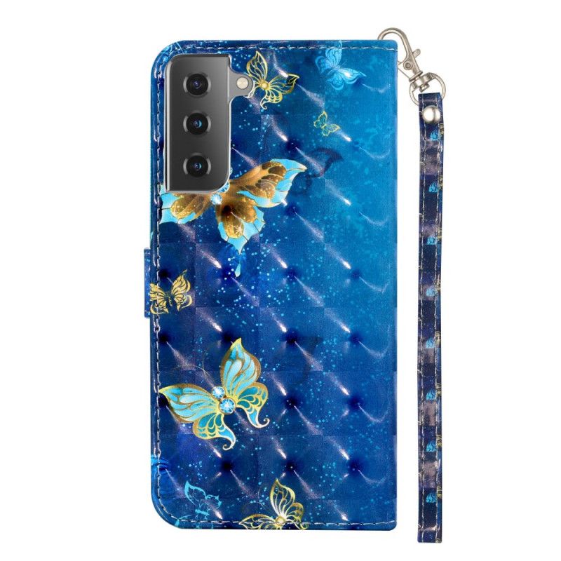Housse Samsung Galaxy S21 Plus 5g Light Spot Papillons Avec Lanière