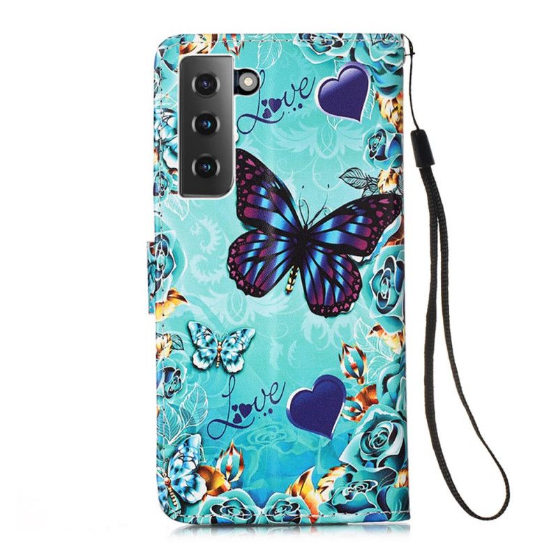 Housse Samsung Galaxy S21 Plus 5g Papillons Dorés