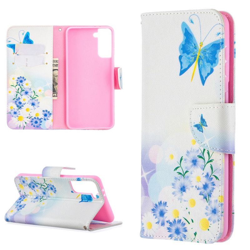 Housse Samsung Galaxy S21 Plus 5g Papillons Et Fleurs Peints