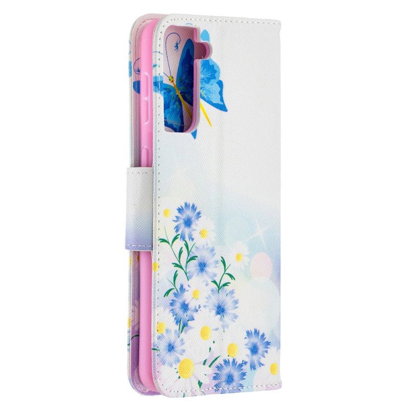 Housse Samsung Galaxy S21 Plus 5g Papillons Et Fleurs Peints