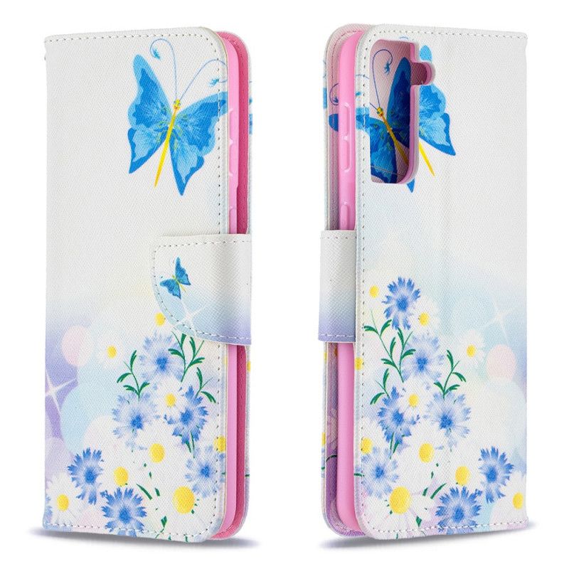Housse Samsung Galaxy S21 Plus 5g Papillons Et Fleurs Peints