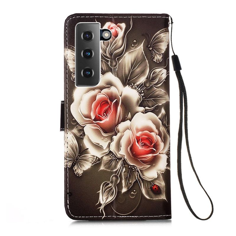 Housse Samsung Galaxy S21 Plus 5g Roses Dorées