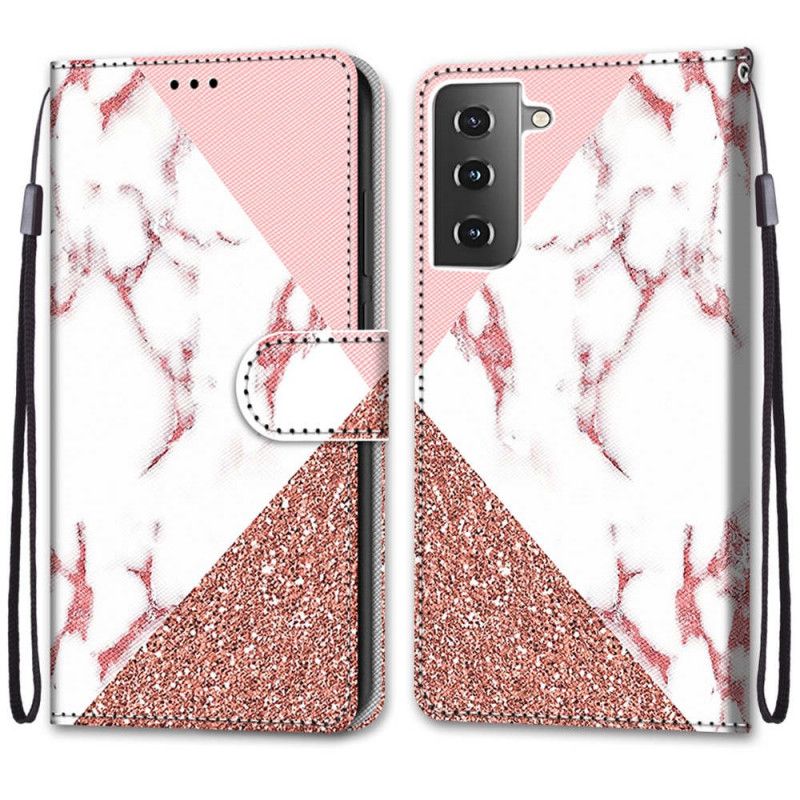 Housse Samsung Galaxy S21 Plus 5g Triangle En Marbre Et Paillettes