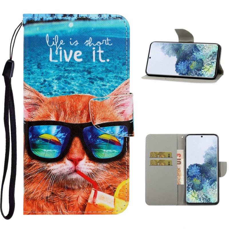 Housse Samsung Galaxy S21 Ultra 5g Cat Live It À Lanière