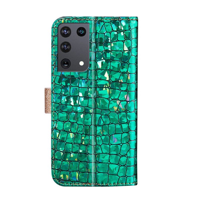 Housse Samsung Galaxy S21 Ultra 5g Croco Diamants