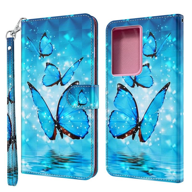 Housse Samsung Galaxy S21 Ultra 5g Papillons Bleus Volants