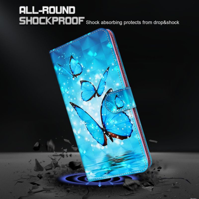 Housse Samsung Galaxy S21 Ultra 5g Papillons Bleus Volants