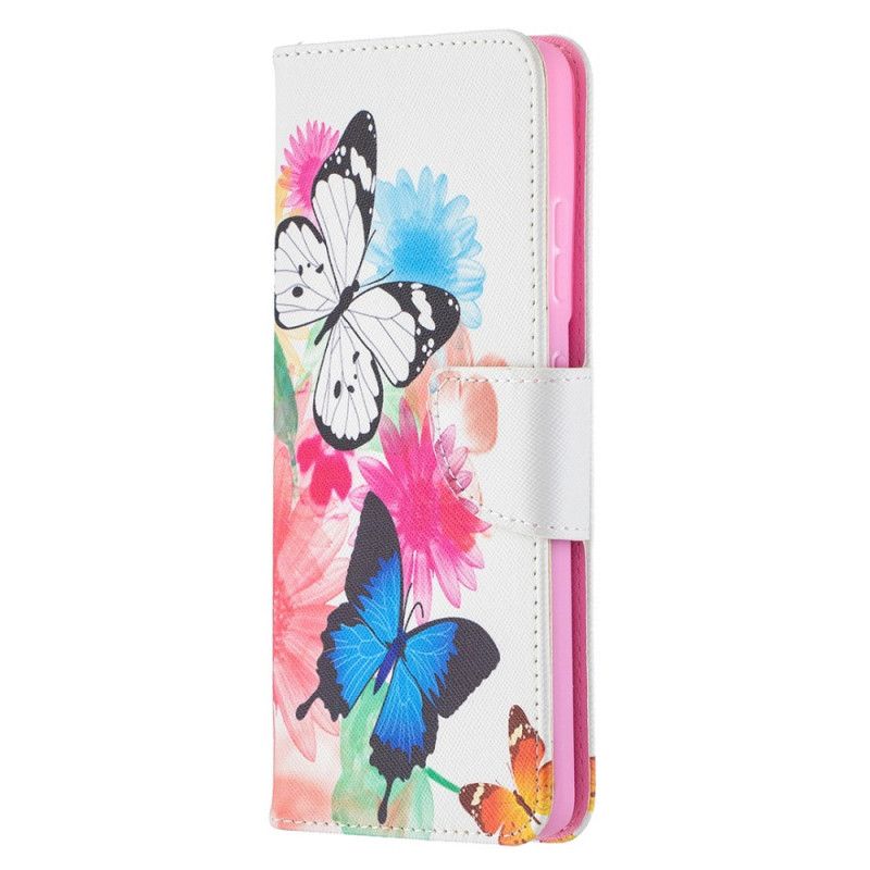 Housse Samsung Galaxy S21 Ultra 5g Papillons Et Fleurs Peints