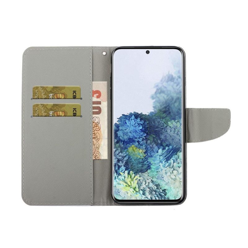 Housse Samsung Galaxy S21 Ultra 5g Papillons Floraux Lanière