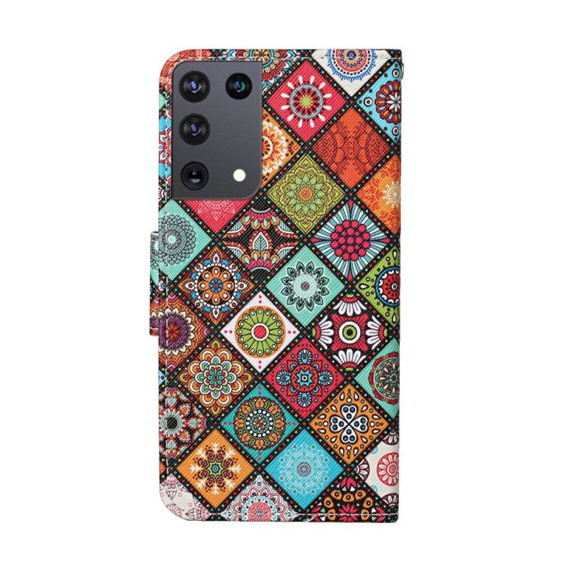 Housse Samsung Galaxy S21 Ultra 5g Patchwork Mandalas Avec Lanière