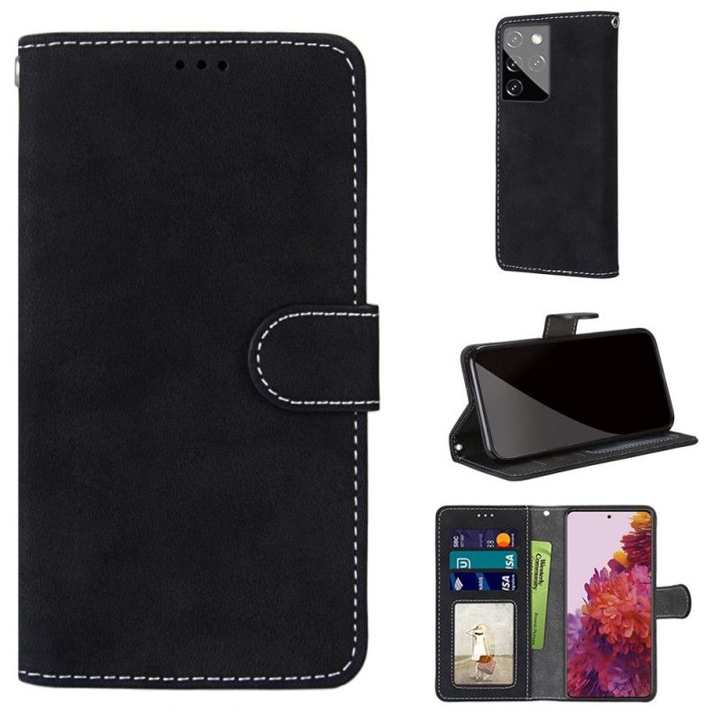 Housse Samsung Galaxy S21 Ultra 5g Simili Cuir Vintage New Colors