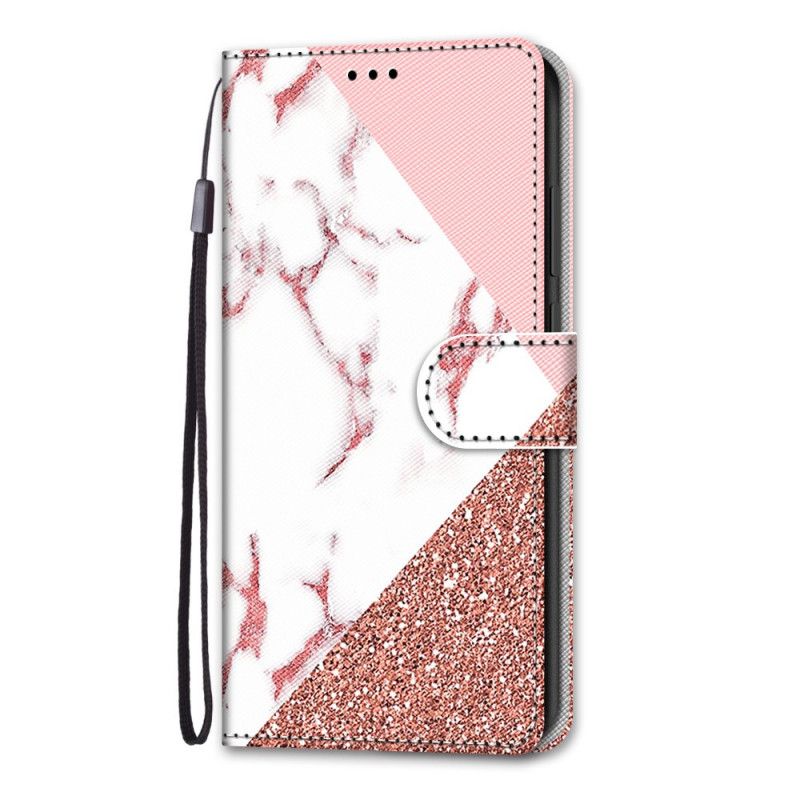 Housse Samsung Galaxy S21 Ultra 5g Triangle En Marbre Et Paillettes